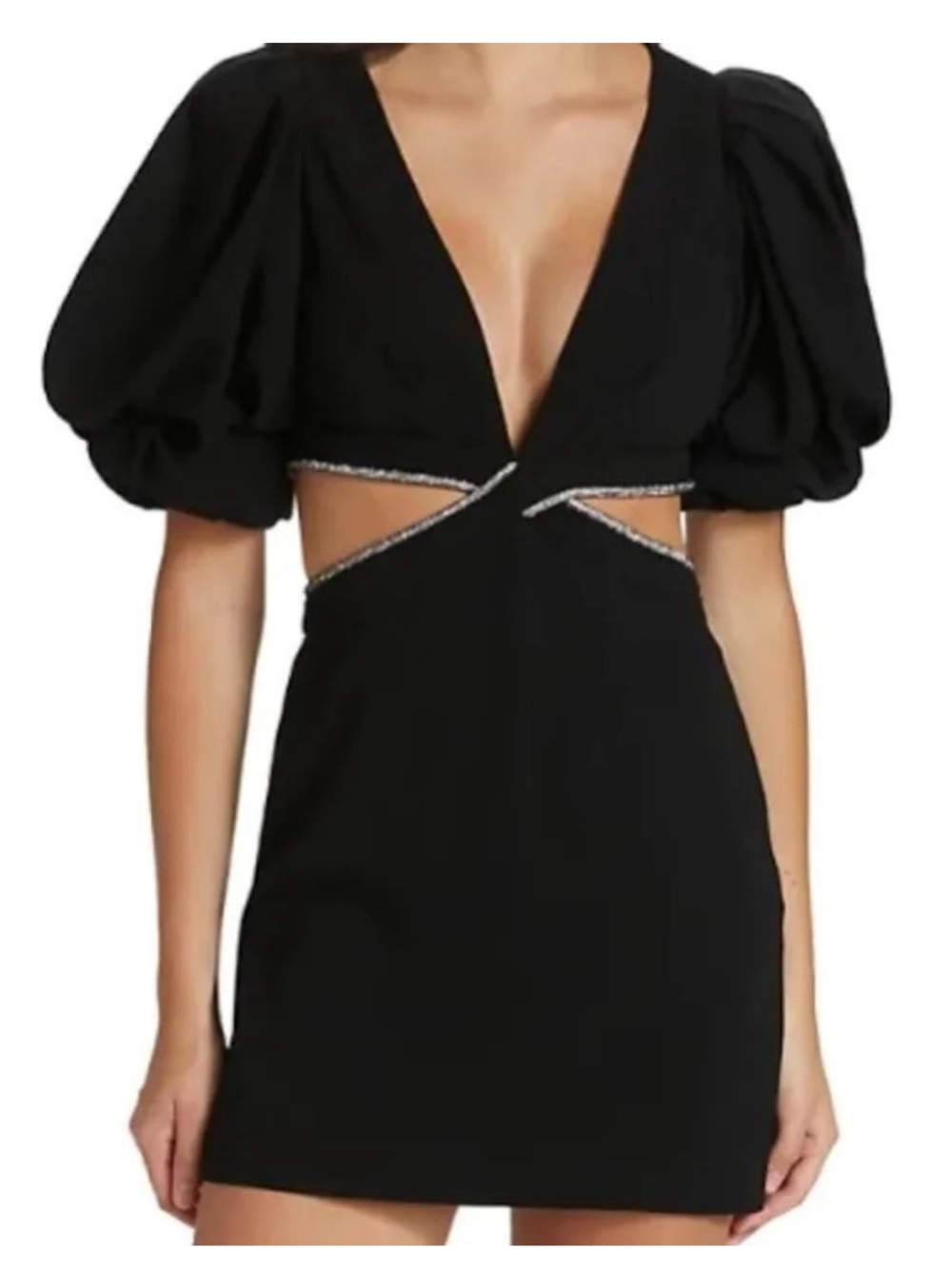 ALC Black Puff-Sleeve Cutout Mini Dress